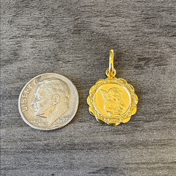 14K YELLOW GOLD CHERUB "GUARDIAN ANGEL" PENDANT - Picture 4 of 7